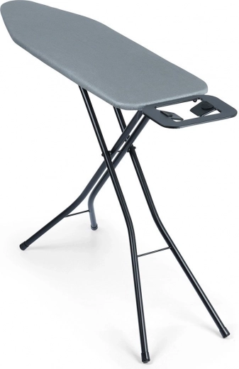 Šedé žehlící prkno 130 × 34 cm s odkládací plochou na žehličku