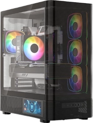 Počítačová skříň MODECOM Volcano AQ400 ARGB Midi Tower černá