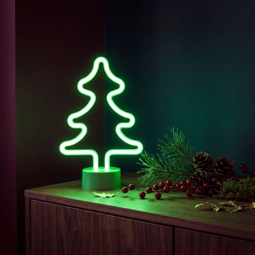 Neonová LED lampa ve tvaru vánočního stromku