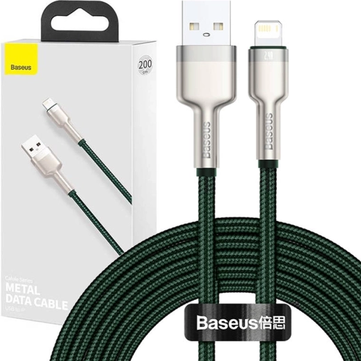 Kabel USB pro Lightning Baseus Cafule 2,4A 2m zelený