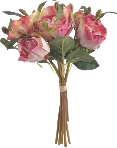 Umělý svazek květin růže a lilie vínový 26 cm