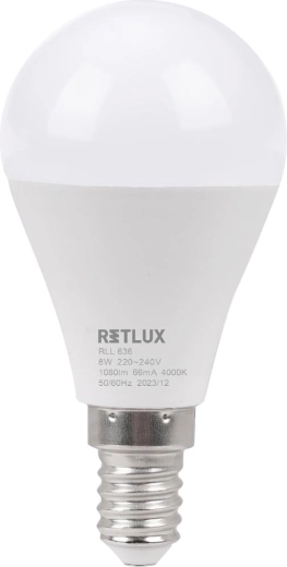 Retlux LED žárovka mini globe E14 8 W 4000 K