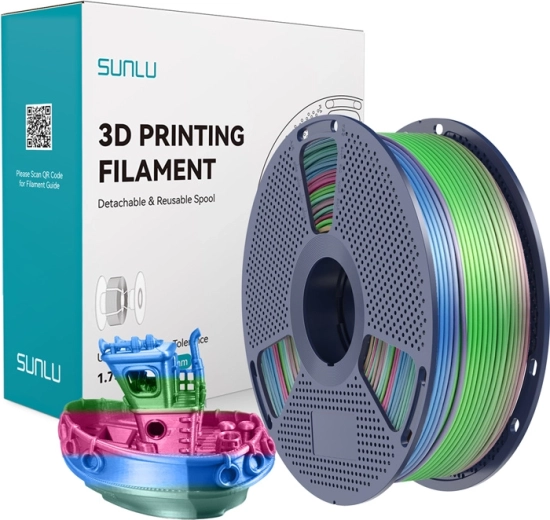 Sunlu PLA+ silk duhový filament pro 3D tisk 1,75 mm 1 kg