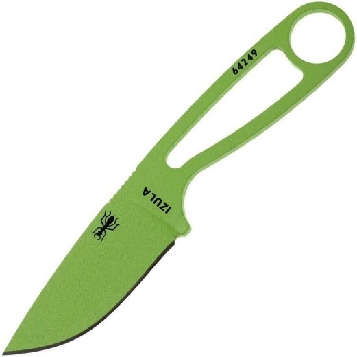 ESEE Izula – krční nůž 7,3 cm, zelený, uhlíková ocel, plastové pouzdro