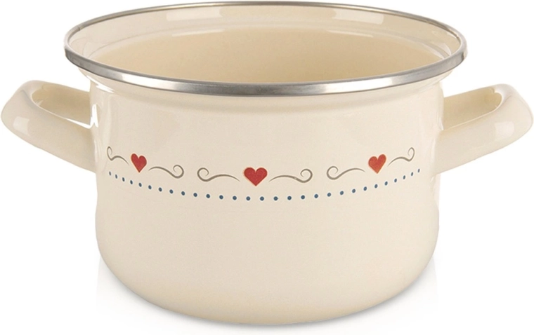 Smaltovaný hrnec TONCA 16 cm, 1,4 l – krémový