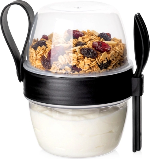 Vilde dvoukomorový kelímek na jogurt s lžičkou a vidličkou 600 ml