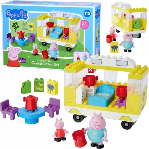 Stavebnice obytný vůz PEPPA PIG – kempování s tatínkem, 52 dílků