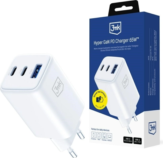 3mk Hyper GaN nabíječka 65 W bílá