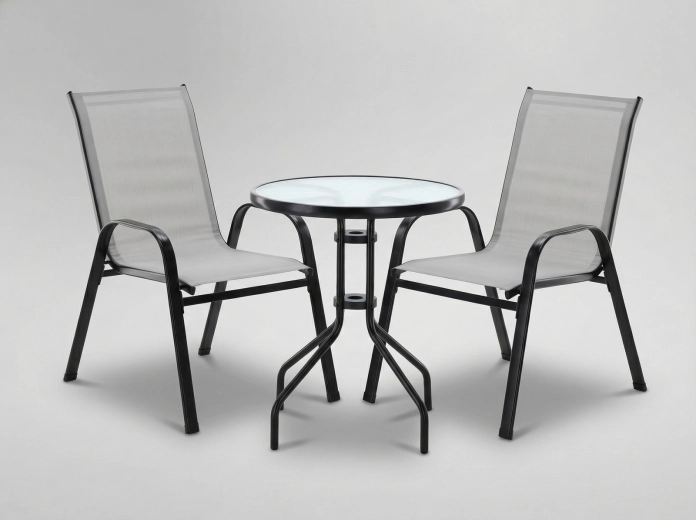 Balkonový bistro set 2 židle a stůl, šedý