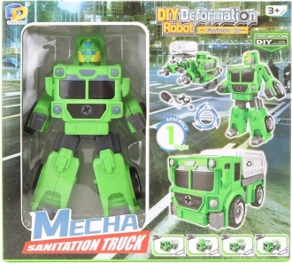 Skládací zelený robot 2v1 – kamion a bagr