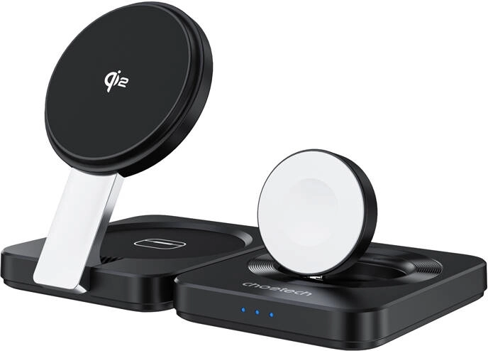 Skládací magnetická bezdrátová nabíječka 3 v 1 CHOETECH Qi2 pro iPhone, Apple Watch a AirPods