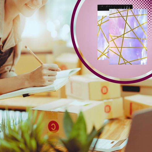 Stylový fialovo‑zlatý design