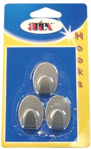Samolepicí oválné háčky z nerezu, malé – 3 ks