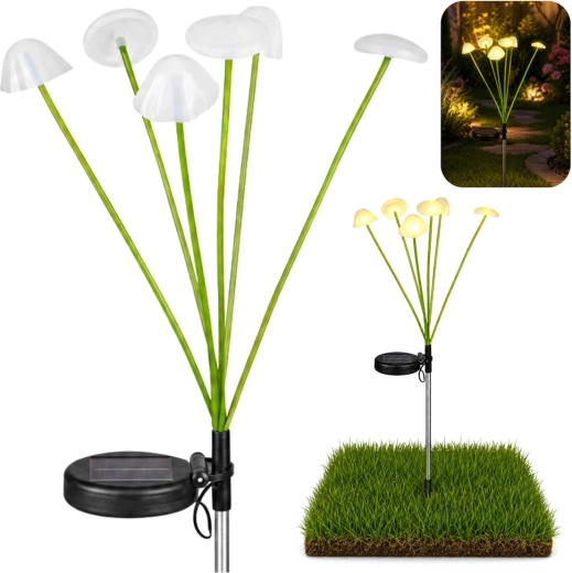 Solární zahradní dekorativní lampa grzybki LED s teplým světlem 70 cm