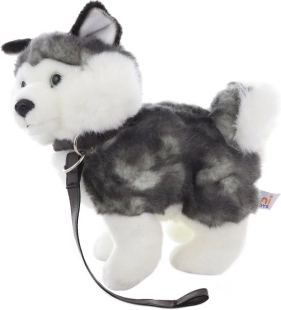 Plyšový husky s vodítkem 25 cm