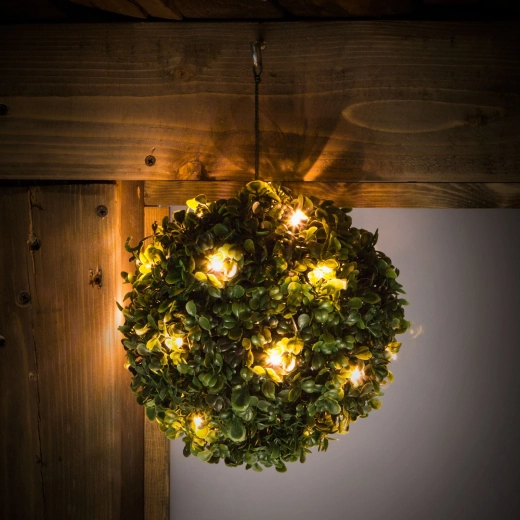 Závěsný solární buxus s 20 teplými bílými LED, 25 cm