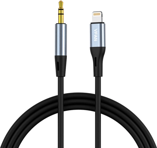 Vipfan kabel lightning na AUX 3,5 mm (mini jack) 1 m šedý