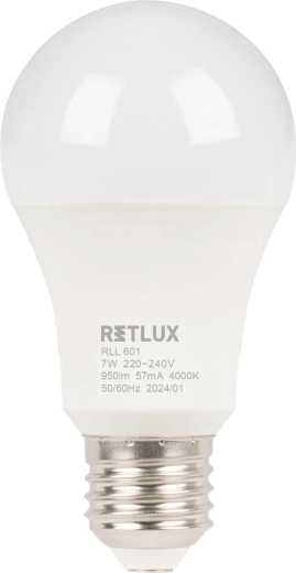 Retlux LED žárovka A60 E27 7 W studená bílá