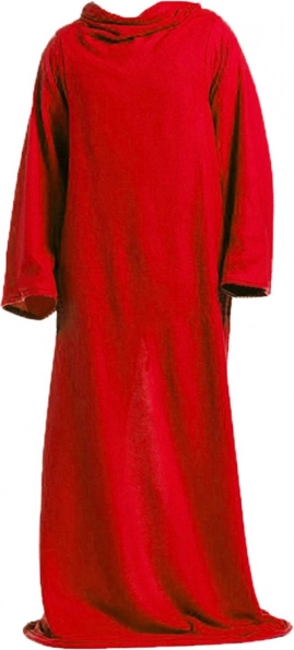 Hřejivá deka s rukávy Fleece v červené barvě