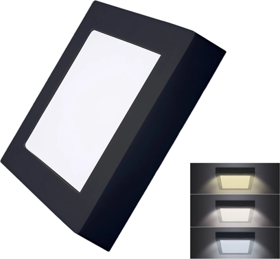 Solight LED mini panel CCT přisazený čtvercový 12 W černý
