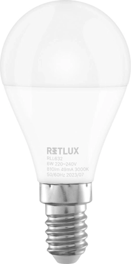 Retlux LED žárovka mini globe E14 6 W teplá bílá