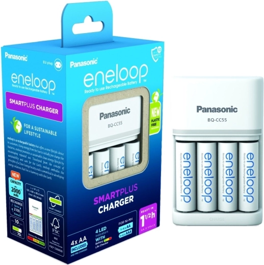 Eneloop nabíječka Smart and Quick BQCC55 + 4x AA baterie