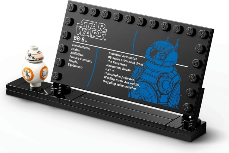 Sběratelský stojánek s informační cedulkou