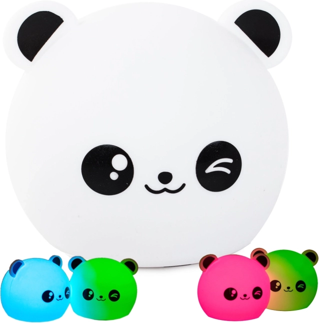 dětské noční světlo panda RGB z měkkého silikonu na dotyk