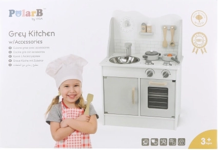 dřevěná dětská kuchyňka s příslušenstvím POLARB eco grey