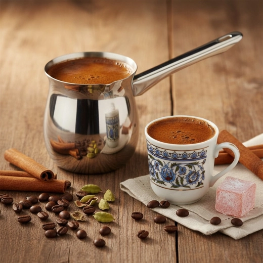 Tradiční příprava turecké kávy doma