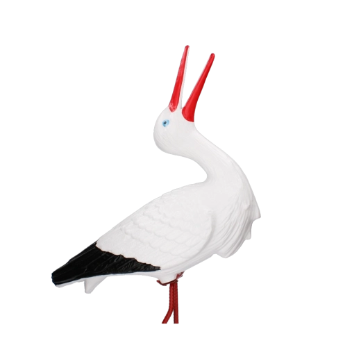 Plastová zahradní figurka čápa na kovové noze