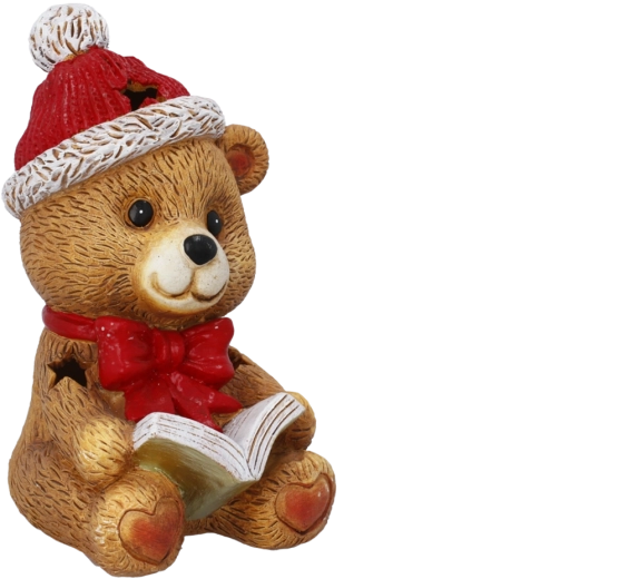 Vánoční LED figurka medvídka s mašlí