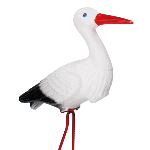 Plastová figurka čápa na drátěném podstavci