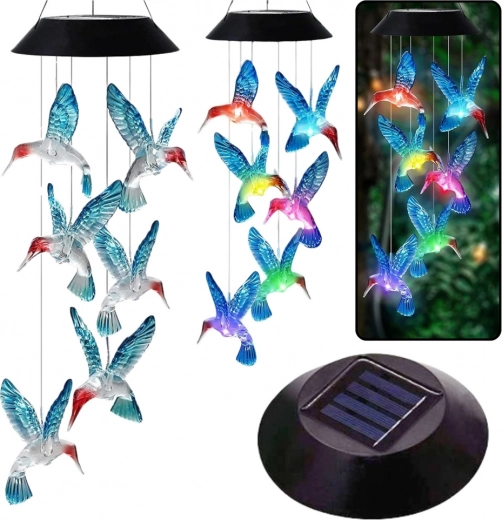 Solární LED zahradní zvonky Kolibříci