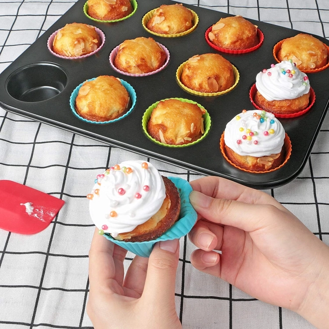 Teflonová forma na muffiny s 12 silikonovými formičkami