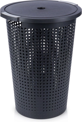 Plastový koš na prádlo s víkem 35 l, černý