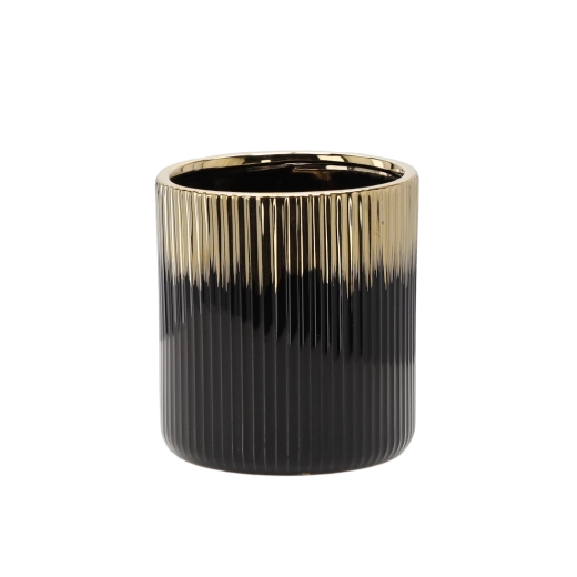 Keramický obal na květináč zlatý a černý 15 x 15 x 16 cm