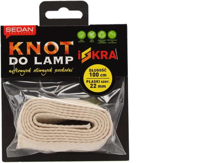 Plochý bavlněný knot 22 mm × 100 cm pro lampy a pochodně
