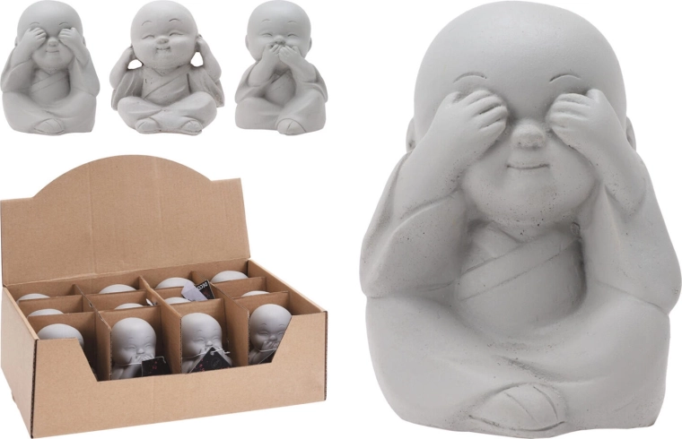 Dekorativní soška Buddha z cementu 7,5 × 7 × 8 cm – mix 3 motivů