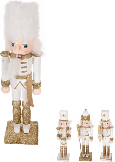 Louskáček z borovicového dřeva bílý/zlatý 18 cm (4 varianty)