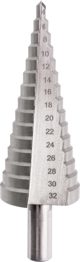 Stupňovitý vrták HSS 4–32 mm, 15 stupňů