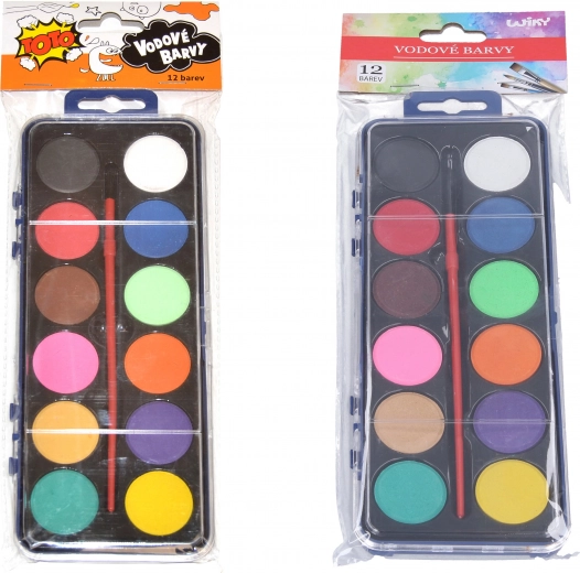 Vodové barvy 12 barev se štětcem