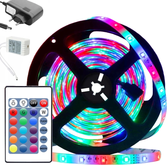 led rgb páska smd 3528 4,5 m voděodolná sada s dálkovým ovládáním
