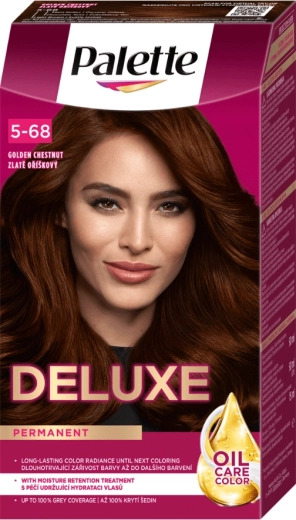 Palette Deluxe permanentní barva na vlasy 5-68 zlatý oříškový 50 ml
