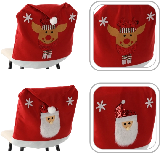 Vánoční potah na židli mix vzorů – Santa a sob