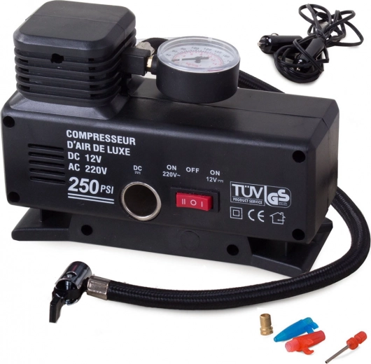 Kompresorové čerpadlo do auta 230 V / 12 V 250 PSI s manometrem