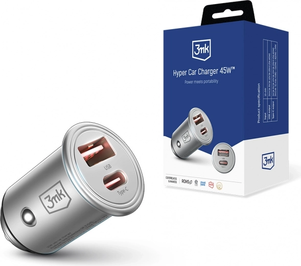 Autonabíječka 3mk Hyper Car Charger 45W USB‑C + USB‑A