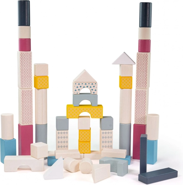 Bigjigs Toys dřevěné kostky v kyblíku, 50 ks