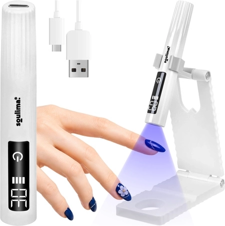 Přenosná UV/LED lampa na nehty Soulima mini 3 W s LCD a stojánkem, USB-C