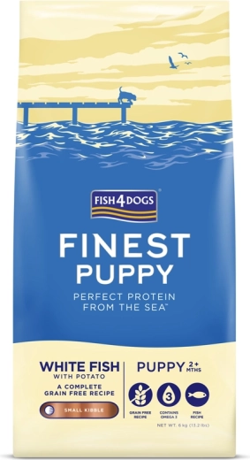 Fish4Dogs finest malé granule pro štěňata s bílou rybou a bramborami 6 kg